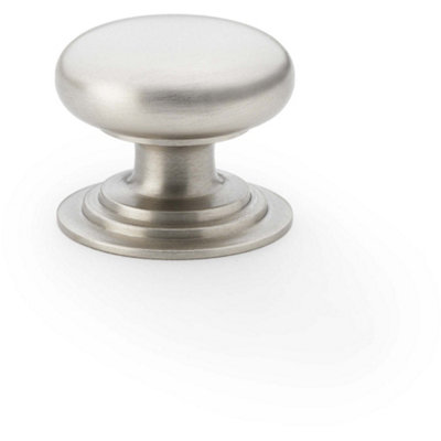Loops Stepped Round Door KnobSatin Nickel 32mm Classic Kitchen Cabinet Pull Handle from B&Q
