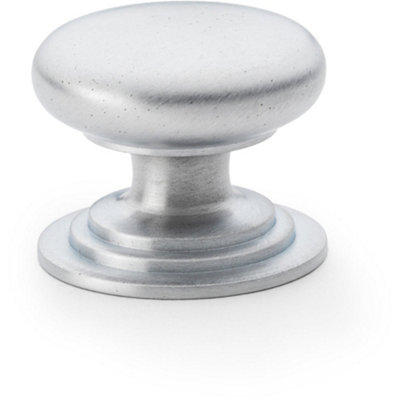Loops Stepped Round Door KnobSatin Chrome 38mm Classic Kitchen Cabinet Pull Handle from B&Q