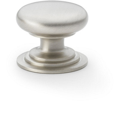 Loops Stepped Round Door KnobSatin Nickel 38mm Classic Kitchen Cabinet Pull Handle from B&Q