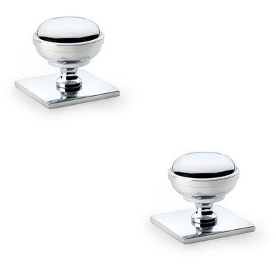 Loops 2 PackClassic Round Cabinet Door Knob & Matching Backplate Polished Chrome 34mm Handle from B&Q