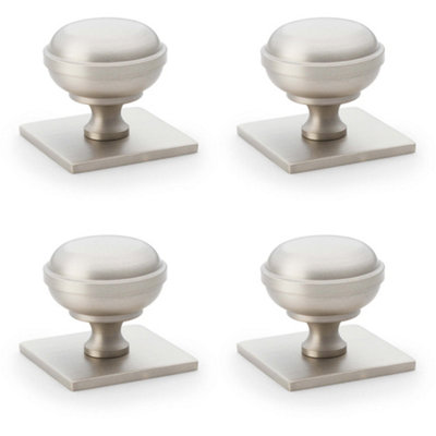 Loops 4 PackClassic Round Cabinet Door Knob & Matching BackplateSatin Nickel 34mm Handle from B&Q