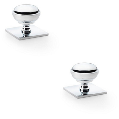 Loops 2 PackClassic Round Cabinet Door Knob & Matching Backplate Polished Chrome 38mm Handle from B&Q