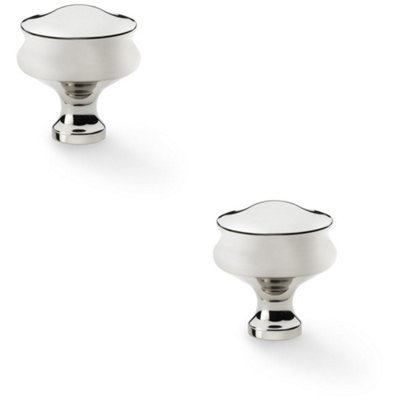 Loops 2 PackGeorgian Round Door KnobPolished Nickel 32mm Kitchen Cabinet Pull Handle from B&Q