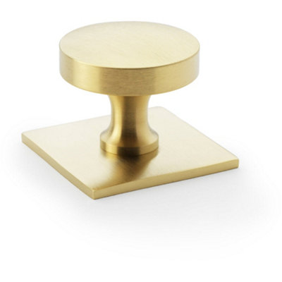 Loops Slim Round Cabinet Door Knob & Matching BackplateSatin Brass 38mm Handle from B&Q