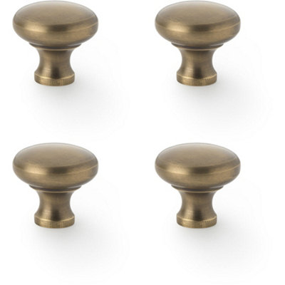 Loops 4 PackVictorian Round Door KnobAntique Brass 32mmKitchen Cabinet Pull Handle from B&Q
