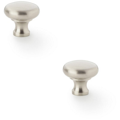 Loops 2 PackVictorian Round Door KnobSatin Nickel 32mmKitchen Cabinet Pull Handle from B&Q