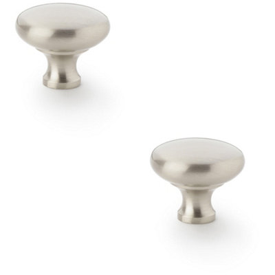 Loops 2 PackVictorian Round Door KnobSatin Nickel 38mmKitchen Cabinet Pull Handle from B&Q