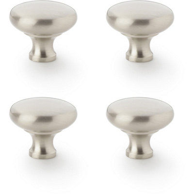 Loops 4 PackVictorian Round Door KnobSatin Nickel 38mmKitchen Cabinet Pull Handle from B&Q