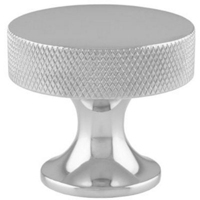 B&Q -  Knurled Flared Stem Cabinet Door Knob 38mm Polished Chrome Cupboard Pull Handle