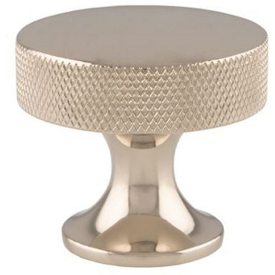 Loops Knurled Flared Stem Cabinet Door Knob 38mm Polished Nickel Cupboard Pull Handle from B&Q