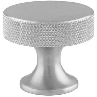 B&Q -  Knurled Flared Stem Cabinet Door Knob38mm Satin Chrome Cupboard Pull Handle