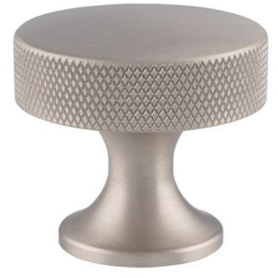B&Q -  Knurled Flared Stem Cabinet Door Knob38mm Satin Nickel Cupboard Pull Handle