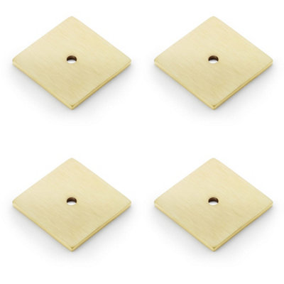 Loops 4 PackSquare Kitchen Door Knob BackplateSatin Brass 38mm X 38mm Cabinet Plate from B&Q