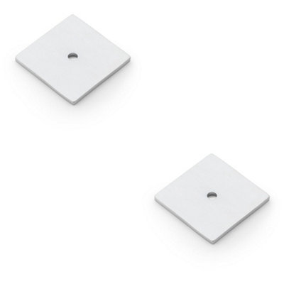 Loops 2 PackSquare Kitchen Door Knob BackplateSatin Chrome 38mm X 38mm Cabinet Plate from B&Q