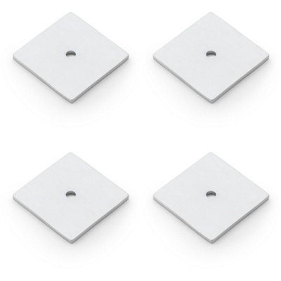Loops 4 PackSquare Kitchen Door Knob BackplateSatin Chrome 38mm X 38mm Cabinet Plate from B&Q