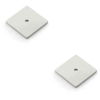Loops 2 PackSquare Kitchen Door Knob BackplateSatin Nickel 38mm X 38mm Cabinet Plate from B&Q