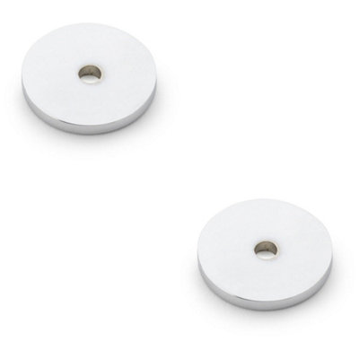 Loops 2 PackRound Kitchen Door Knob BackplatePolished Chrome 25mm Diameter Circular Plate from B&Q