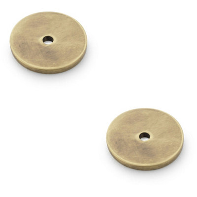 Loops 2 PackRound Kitchen Door Knob BackplateAntique Brass 30mm Diameter Circular Plate from B&Q