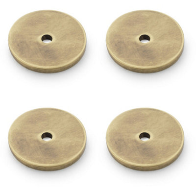Loops 4 PackRound Kitchen Door Knob BackplateAntique Brass 30mm Diameter Circular Plate from B&Q