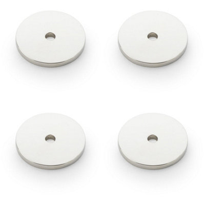 Loops 4 PackRound Kitchen Door Knob BackplatePolished Nickel 30mm Diameter Circular Plate from B&Q
