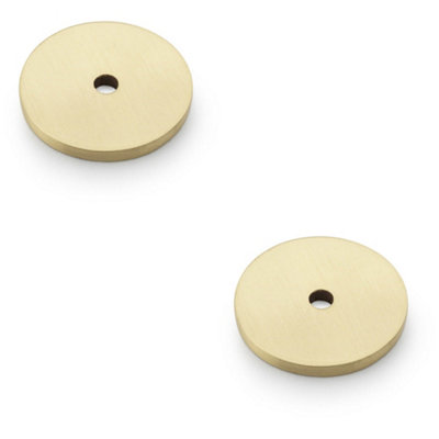 Loops 2 PackRound Kitchen Door Knob BackplateSatin Brass 30mm Diameter Circular Plate from B&Q