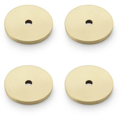 Loops 4 PackRound Kitchen Door Knob BackplateSatin Brass 30mm Diameter Circular Plate from B&Q