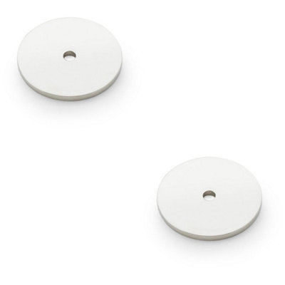 Loops 2 PackRound Kitchen Door Knob BackplatePolished Nickel 35mm Diameter Circular Plate from B&Q