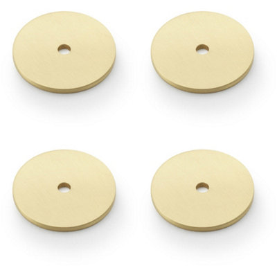 Loops 4 PackRound Kitchen Door Knob BackplateSatin Brass 35mm Diameter Circular Plate from B&Q