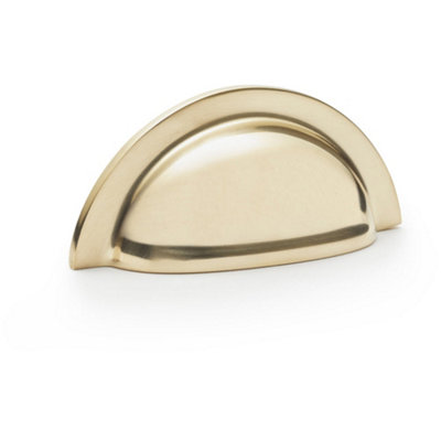 B&Q -  Ridged Cup HandlePolished Brass76mm Centres Solid Brass Shaker Drawer Pull