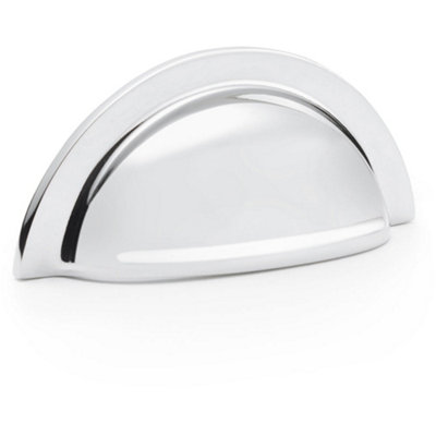 B&Q -  Ridged Cup HandlePolished Chrome 76mm Centres Solid Brass Shaker Drawer Pull