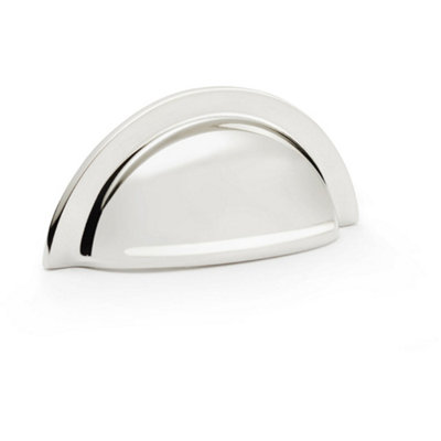 B&Q -  Ridged Cup HandlePolished Nickel 76mm Centres Solid Brass Shaker Drawer Pull
