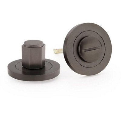 B&Q -  Industrial Hex Thumbturn & Release LockDark BronzeBathroom Door Wc