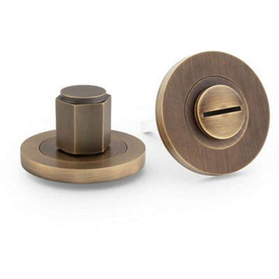B&Q -  Industrial Hex Thumbturn & Release LockItalian BrassBathroom Door Wc