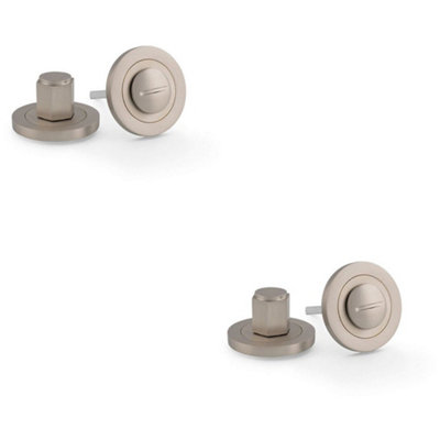 B&Q -  2 PackIndustrial Hex Thumbturn & Release LockSatin NickelBathroom Door Wc