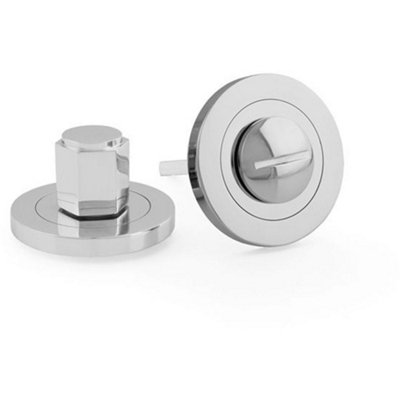 B&Q -  Industrial Hex Thumbturn & Release LockPolished ChromeBathroom Door Wc