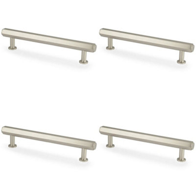 Loops 4 PackIndustrial Hex T Bar Pull HandleSatin Nickel 128mm Centres Kitchen Cabinet from B&Q