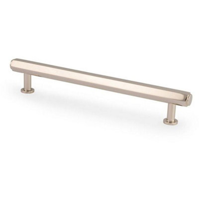 Loops Industrial Hex T Bar Pull HandlePolished Nickel 160mm Centres Kitchen Cabinet from B&Q