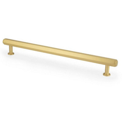 Loops Industrial Hex T Bar Pull HandleSatin Brass 224mm Centres Kitchen Cabinet from B&Q