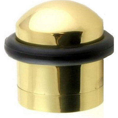 Loops Rubber Tip Dome Top Floor Mounted DoorstopPolished Brass 38mm Dia Round Door from B&Q