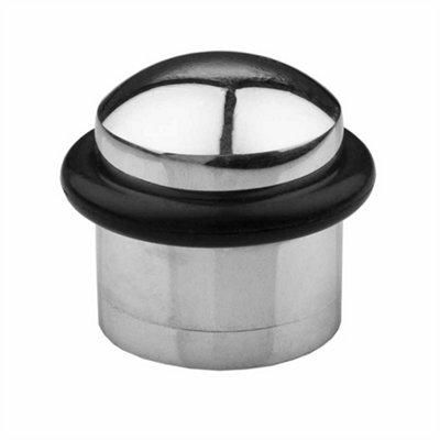 Loops Rubber Tip Dome Top Floor Mounted DoorstopPolished Chrome 38mm Dia Round Door from B&Q