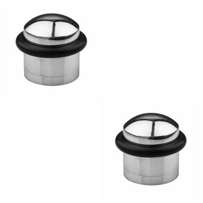 Loops 2 PackRubber Tip Dome Top Floor Mounted DoorstopPolished Chrome 38mm Dia Round Door from B&Q