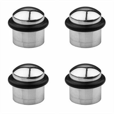 Loops 4 PackRubber Tip Dome Top Floor Mounted DoorstopPolished Chrome 38mm Dia Round Door from B&Q