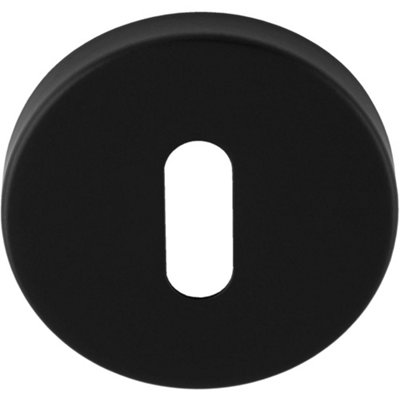 Loops Screwless Round Standard Lock Profile Escutcheon Matt Black 52mm Door Key Plate from B&Q