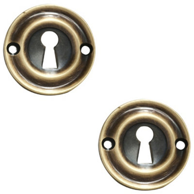 Loops 2 PackRound Standard Lock Profile EscutcheonFlorentine Bronze42mm Door Key Plate from B&Q