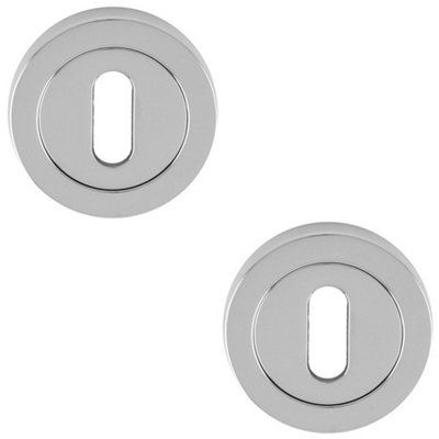 Loops 2 PackScrewless Round Euro Profile EscutcheonPolished Chrome 50mm Key Door Plate from B&Q