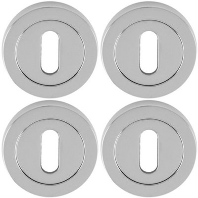 Loops 4 PackScrewless Round Euro Profile EscutcheonPolished Chrome 50mm Key Door Plate from B&Q