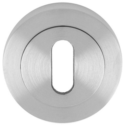 Loops Screwless Round Euro Profile EscutcheonSatin Chrome 50mm Key Door Plate from B&Q