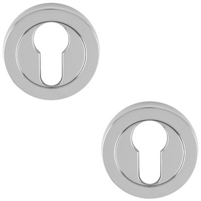 B&Q -  2 PackScrewless Round Standard Profile Escutcheon Polished Chrome 50mm Key Door Plate