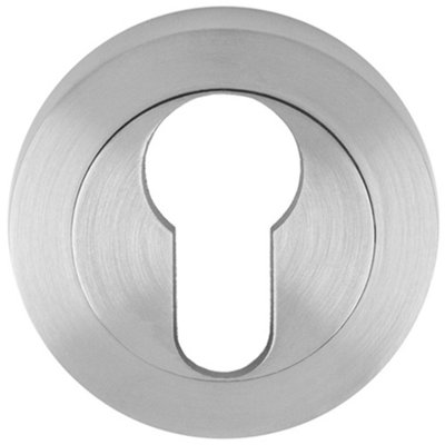 Loops Screwless Round Standard Profile EscutcheonSatin Chrome 50mm Key Door Plate from B&Q