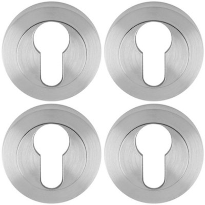 Loops 4 PackScrewless Round Standard Profile EscutcheonSatin Chrome 50mm Key Door Plate from B&Q